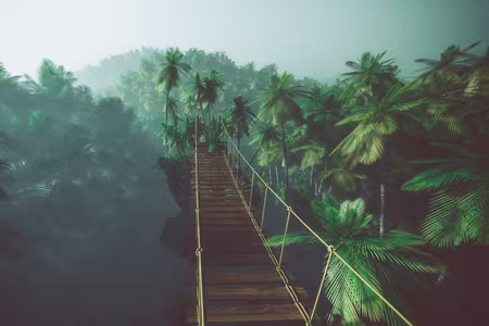 Canvastavla - Multipart Rope Bridge in the Jungle