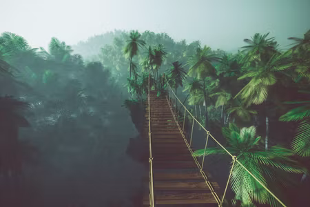 Canvastavla - Multipart Rope Bridge in the Jungle
