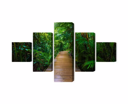 Canvastavla - Multipart Wooden Bridge in a
