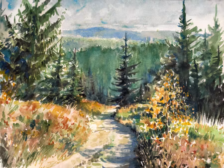 Canvastavla - Multipart Forest Landscape Painted