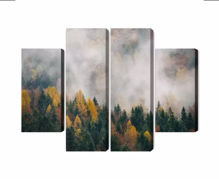Canvastavla - Multipart Autumn Forest in Fog D