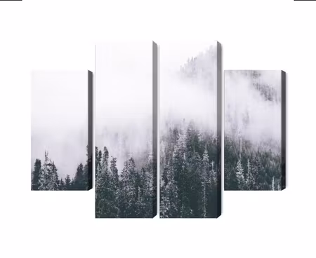 Canvastavla - Multipart a Forest Shrouded in Fog