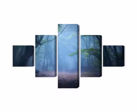 Canvastavla - Multipart Hazy D Forest Landscape