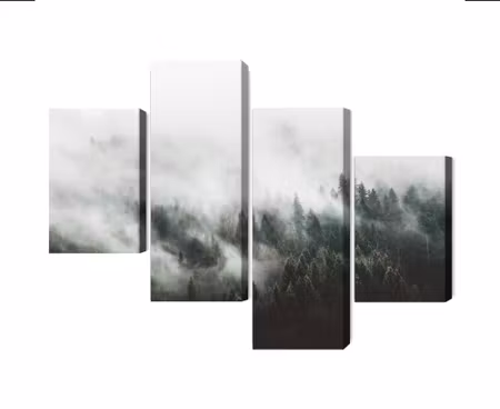 Canvastavla - Multipart D Misty Forest Landscape
