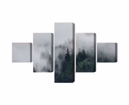 Canvastavla - Multipart Green Misty Forest