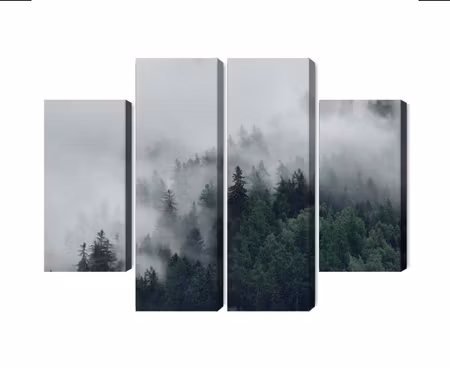 Canvastavla - Multipart Green Misty Forest