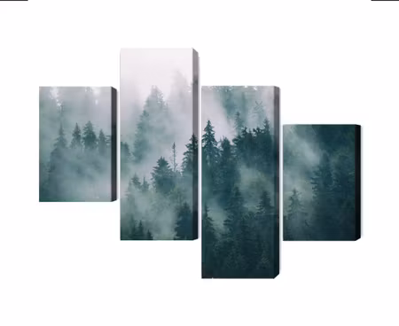 Canvastavla - Multipart Fog in the Green Forest