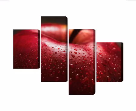Canvastavla - Multipart Red Apple on a Macro Scale