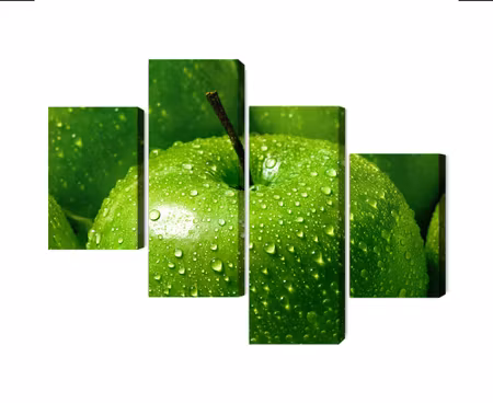 Canvastavla - Multipart Green Apples on a Macro