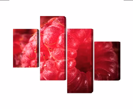 Canvastavla - Multipart Raspberries on a Macro