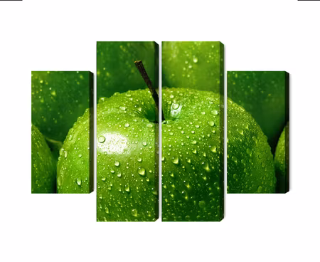 Canvastavla - Multipart Green Apples on a Macro