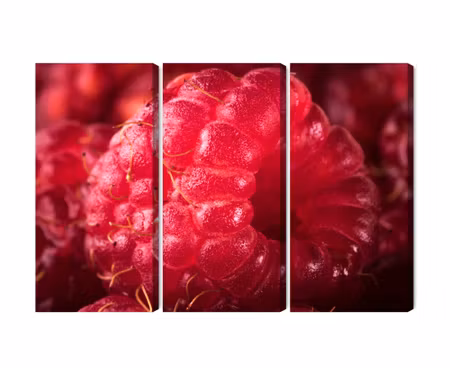 Canvastavla - Multipart Raspberries on a Macro