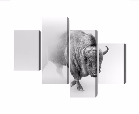 Canvastavla - Multipart Bison in the Fog D