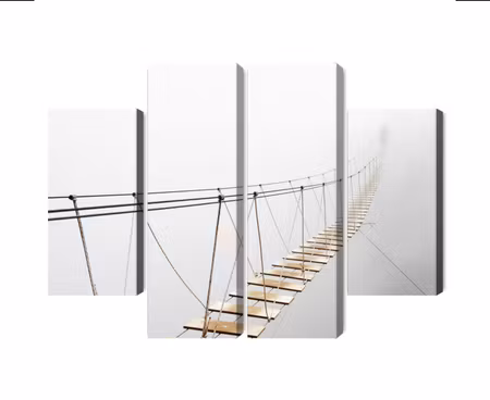 Canvastavla - Multipart Hanging Bridge in the Fog