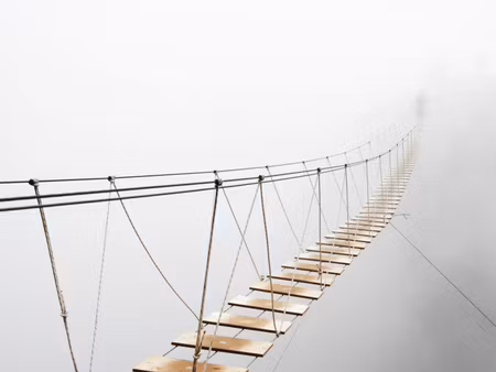 Canvastavla - Multipart Hanging Bridge in the Fog