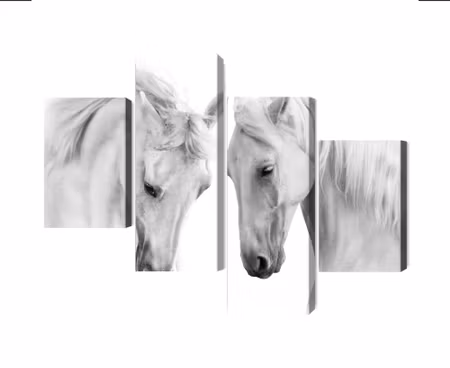 Canvastavla - Multipart Two Horses on a White