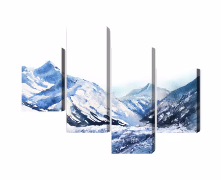 Canvastavla - Multipart Watercolor Mountain Peak