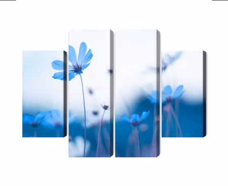 Canvastavla - Multipart Delicate Blue Flowers