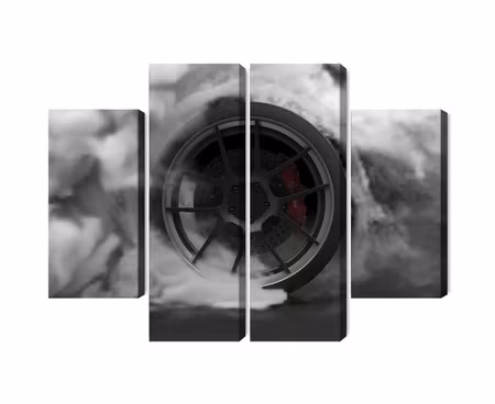 Canvastavla - Multipart Car Wheel in a Cloud of D
