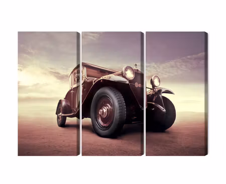 Canvastavla - Multipart Vintage Car with a D
