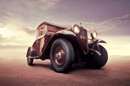 Canvastavla - Multipart Vintage Car with a D