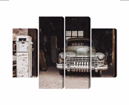 Canvastavla - Multipart Old Car in Vintage Style