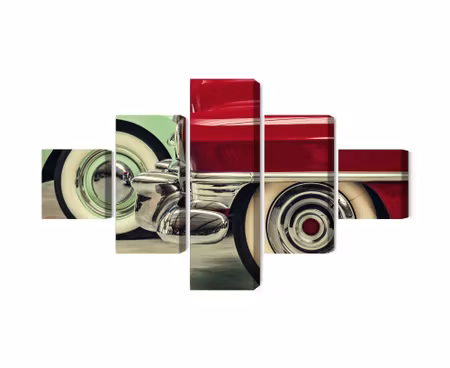 Canvastavla - Multipart Stylish Vintage Car Wheels