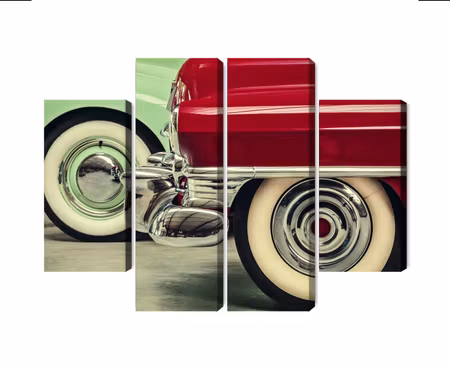 Canvastavla - Multipart Stylish Vintage Car Wheels
