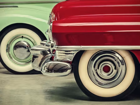 Canvastavla - Multipart Stylish Vintage Car Wheels