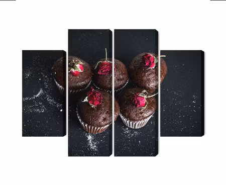 Canvastavla - Multipart Chocolate Muffins with