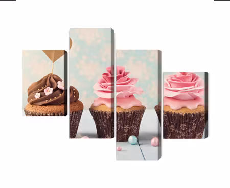 Canvastavla - Multipart Cupcakes with Cream