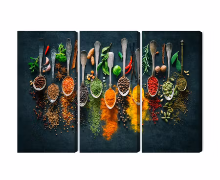 Canvastavla - Multipart Herbs and Spices on Spoons