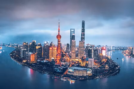 Canvastavla - Multipart Shanghai Panorama At Night