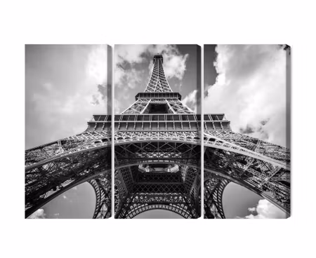 Canvastavla - Multipart Paris Eiffel Tower Black