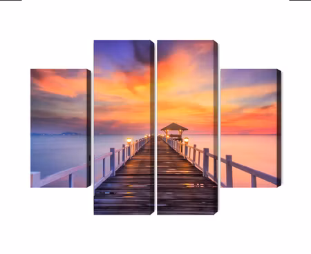 Canvastavla - Multipart Sunset over the Pier