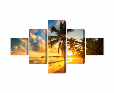Canvastavla - Multipart Tropical Beach in Punta