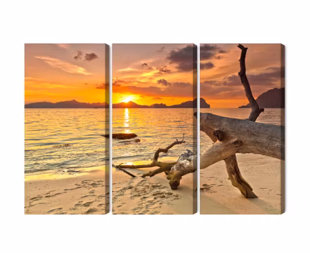 Canvastavla - Multipart Sea Landscape At Sunset