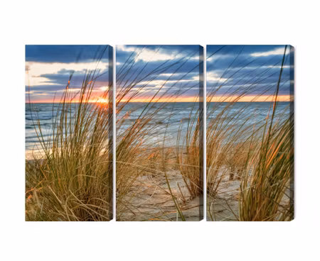 Canvastavla - Multipart Sunrise on the Beach of R