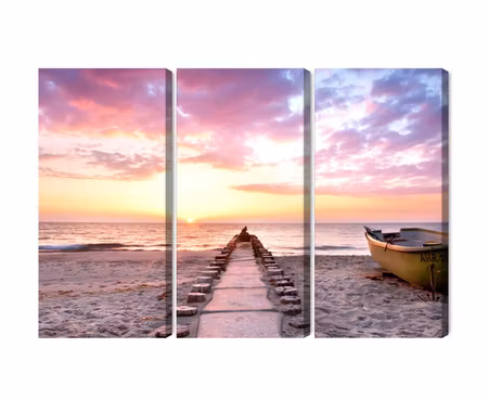 Canvastavla - Multipart Boat on the Beach D