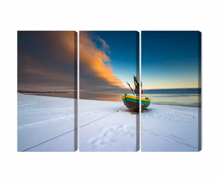 Canvastavla - Multipart Fishing Boat on the
