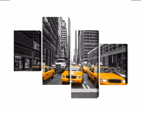 Canvastavla - Multipart Yellow Taxis in New York