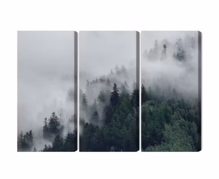 Canvastavla - Multipart Green Misty Forest