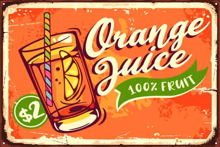 Canvastavla - Orange Juice and Retro Lettering