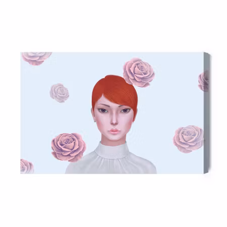 Canvastavla - Woman and Rose Flowers Concept Idea