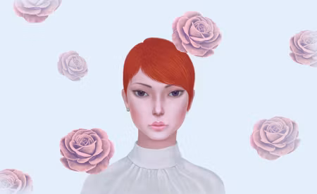 Canvastavla - Woman and Rose Flowers Concept Idea