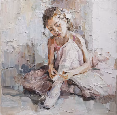 Canvastavla - Little Ballerina with Curly Hair
