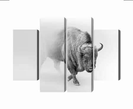 Canvastavla - Multipart Bison in the Fog D
