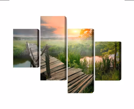 Canvastavla - Multipart Meadow At Dawn