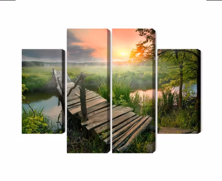 Canvastavla - Multipart Meadow At Dawn