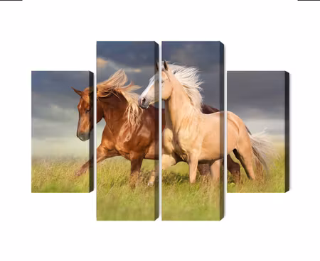 Canvastavla - Multipart Horses Galloping in a D